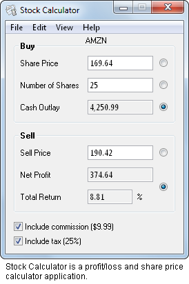 Stock Calculator is a profit/loss and share price calculator application.